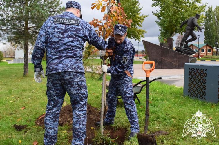 В  преддверии 70-летия вневедомственной охраны нижегородские Росгвардейцы посадили каштан